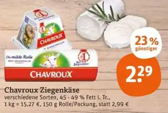 tegut Chavroux Ziegenkäse 150 g Rolle/Packung Angebot