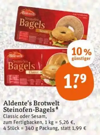 tegut Aldente's Brotwelt Steinofen Bagels 340 g Packung Angebot