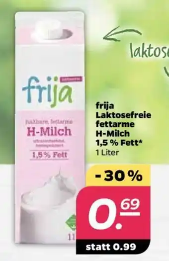 NETTO Frija Laktosefreie fettarme H-Milch 1,5% Fett 1L Angebot