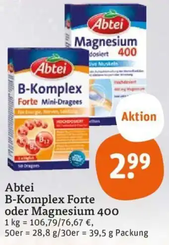 tegut Abtei B-Komplex Forte oder Magnesium 400 Angebot