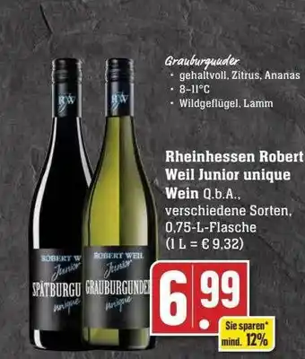 Scheck-in-Center Rheinhessen robert weil junior unique wein Angebot