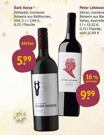 tegut Dark horse zinfandel, trockener rotwein aus kalifornien Angebot