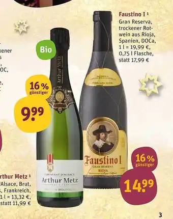 tegut Faustino gran reserva oder arthur metz Angebot