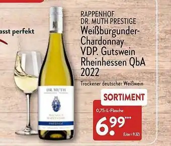 Aldi Nord Rappenhof dr. muth prestige weißburgunder-chardonnay vdp. gutswein rheinhessen 2022 Angebot