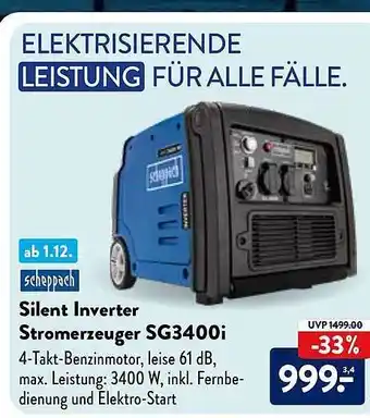 Aldi Nord Scheppach silent inverter stromerzeuger sg3400i Angebot