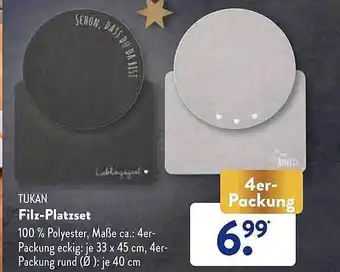 Aldi Süd Tukan filz-platzset Angebot