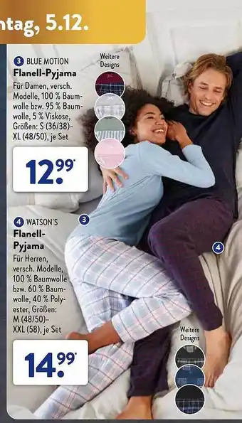 Aldi Süd Blue motion& watson's flanell-pyjama Angebot