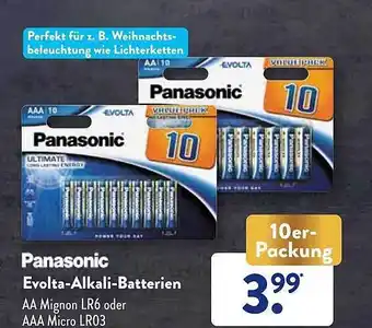 Aldi Süd Panasonic evolta-alkali-batterien aa mignon lr6 oder aaa micro lr03 Angebot