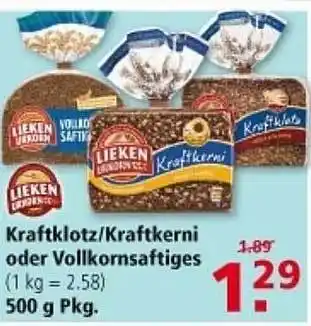 Multi Markt Kraftklotz, kraftkerni oder vollkornsaftiges Angebot