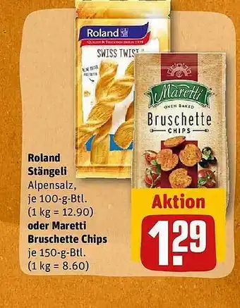 REWE Roland stängeli oder maretti bruschette chips Angebot