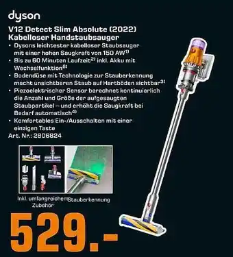 Saturn Dyson v12 detect slim absolute (2022) kabelloser handstaubsauger Angebot