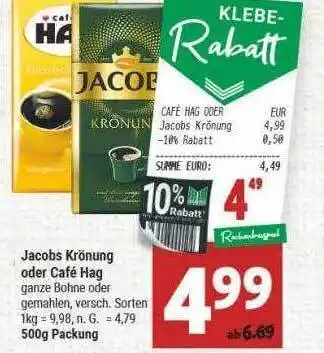 Marktkauf Jacobs krönung oder café hag Angebot