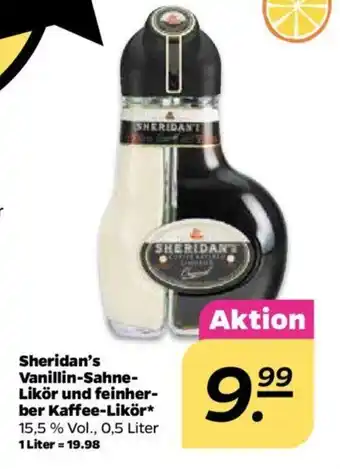 NETTO Sheridan's Vanillin Sahne Likör und feinherber Kaffee Likör 0,5L Angebot