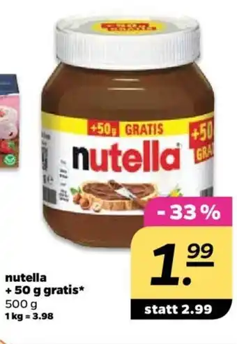 NETTO Nutella + 50g gratis 500g Angebot