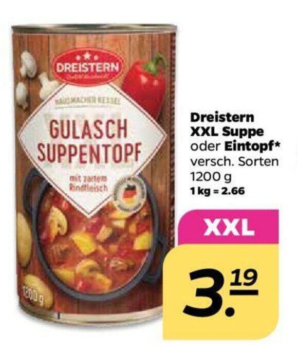 Dreistern XXL Suppe oder Eintopf 1200g Angebot bei NETTO