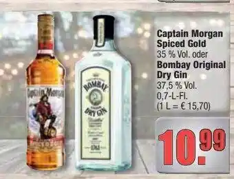 alldrink Captain morgan spiced gold oder bombay original dry gin Angebot