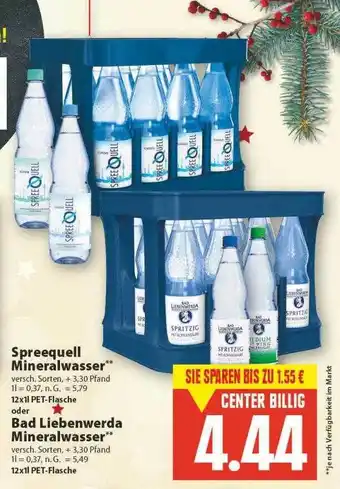 E-Center Spreequell mineralwasser oder bad liebenwerda mineralwasser Angebot