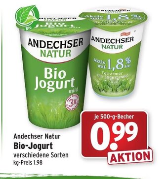 Wasgau Andechser Natur Bio Jogurt 500g Angebot