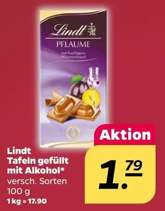 NETTO Lindt Tafeln gefüllt mit Alkohol 100 g Angebot