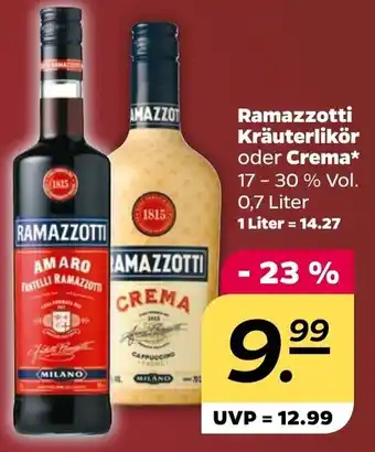 NETTO Ramazzotti Kräuterlikör oder Crema 0,7 Liter Angebot