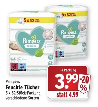 Wasgau Pampers Feuchttucher Sensitive 5*52st Angebot