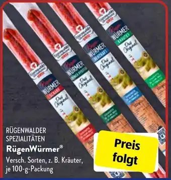 Aldi Süd Rügenwalder Spezialitäten RügenWürmer 100 g Packung Angebot