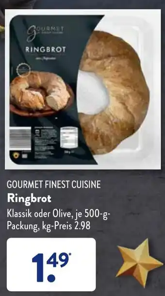 Aldi Süd Gourmet Finest Cuisine Ringbrot 500 g Packung Angebot