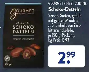 Aldi Süd Gourmet Finest Cuisine Schoko Datteln 150 g Packung Angebot