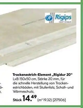 Hellweg Rigips trockenestrich-element „rigidur 20“ Angebot