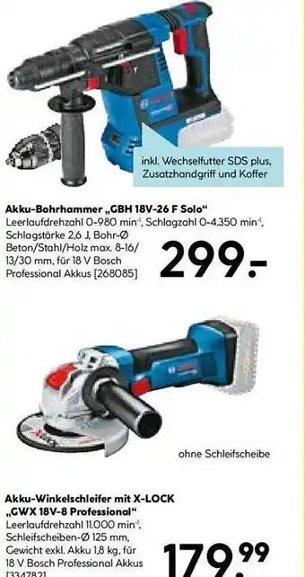 Hellweg Akku-bohrhammer „gbh 18v-26 f solo“ oder akku-winkelschleifer mit x-lock „gwx 18v-8 professional “ Angebot