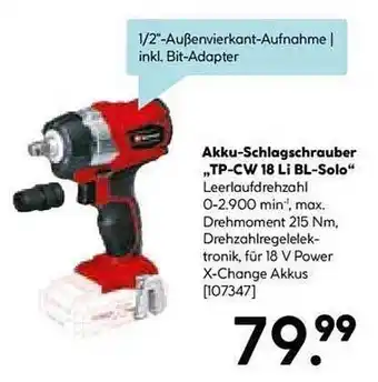 Hellweg Einhell akku-schlagschrauber „tp-cw 18 l i bl-solo“ Angebot