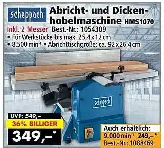 Norma24 Scheppach abricht- und dickenhobelmaschine hms1070 Angebot