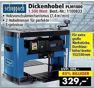 Norma24 Scheppach dickenhobel plm1800 Angebot