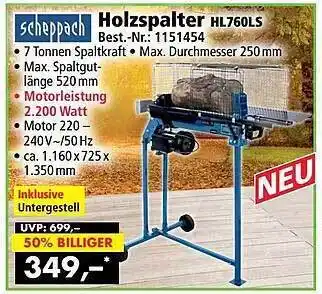 Norma24 Scheppach holzspalter hl760ls Angebot