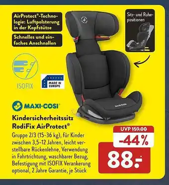 Aldi Süd Maxi-cosi kindersicherheitssitz rodifix airprotect Angebot