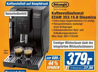 expert Octomedia DeLonghi Kaffeevollautomat ECAM 353.15.B Dinamica Angebot