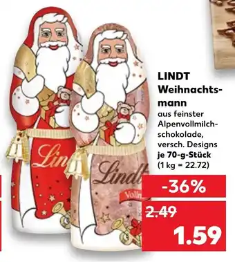 Kaufland Lindt Weihnachtsmann 70 g Stück Angebot