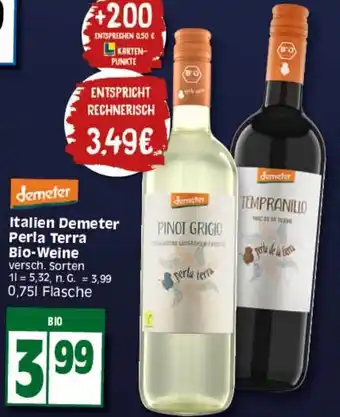 Elli Markt Demeter Italien Perla Terra Bio Weine 0,75 L Flasche Angebot