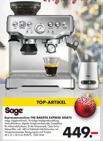 Handelshof Sage Espressomaschine The Barista Express SES875 Angebot