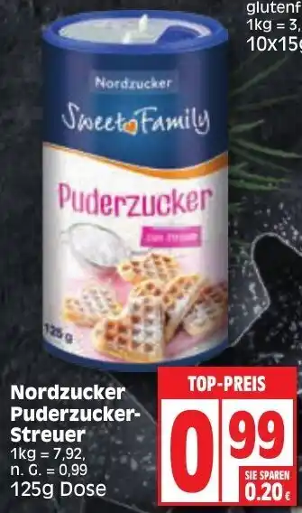 Edeka Nordzucker Puderzucker Streuer 125g Dose Angebot