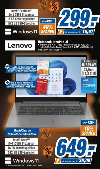 HEM Expert Lenovo notebook ideapad 3i Angebot