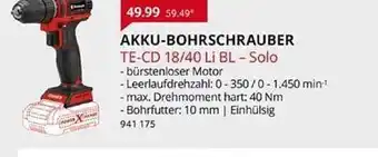 Selgros Akku-bohrschrauber te-cd 18.40 li bl - solo Angebot