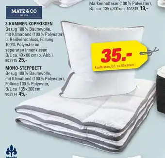 Höffner Matz & Co 3 Kammer Kopfkissen oder Mono Steppbett Angebot