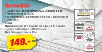 Höffner Breckle 7 Zonen Kaltschaummatratze High Line KS 20 Angebot