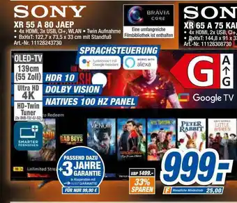 expert Techno Land Sony xr55a80jaep oled-tv Angebot