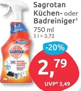 Budni Sagrotan Küchen oder Badreiniger 750 ml Angebot