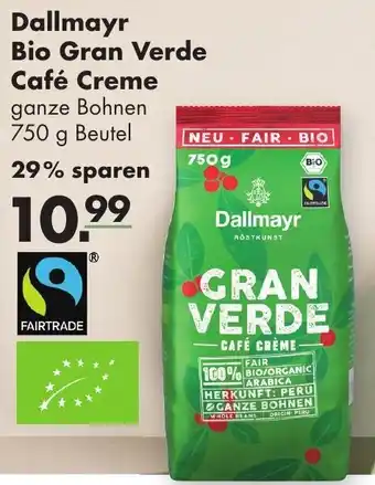 Handelshof Dallmayr Bio Gran Verde Café Creme 750 g Beutel Angebot