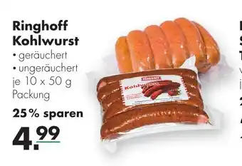 Handelshof Ringhoff Kohlwurst 10 x 50 g Packung Angebot