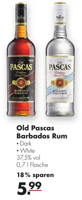 Handelshof Old Pascas Barbados Rum 0,7L Flasche Angebot