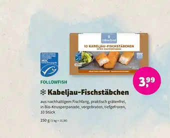 Biomarkt Followfish kabeljau-fischstäbchen Angebot